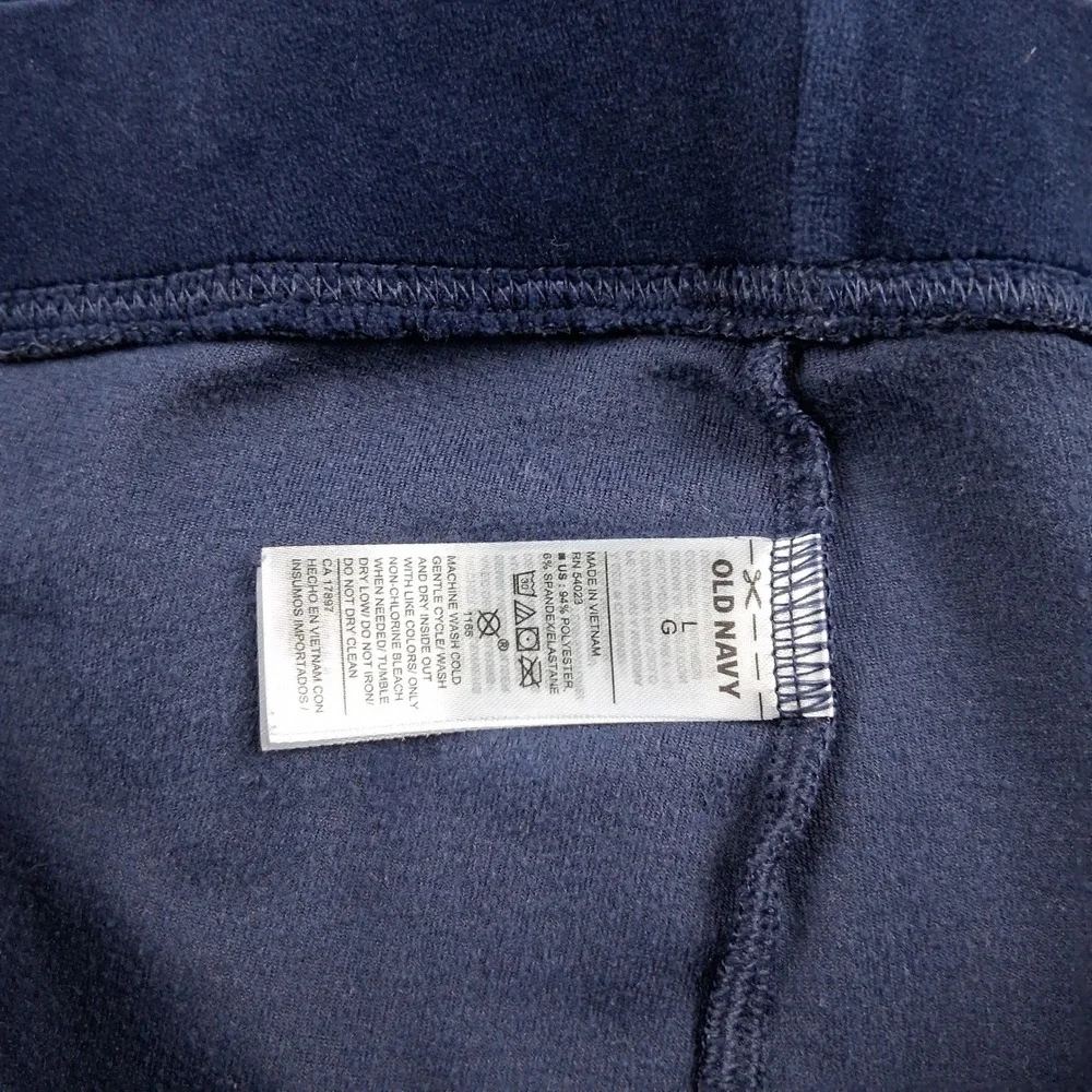 Old‎ Navy Velvet Leggings Womens L Navy Blue High Rise Stretch Full Length 1658